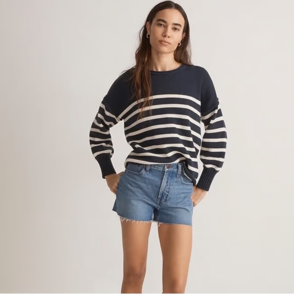 Madewell Conway Pullover Sweater Blue White Nautical Stripe S